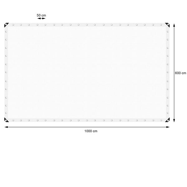ECD Germany Abdeckplane Gewebeplane mit Ösen 6x10m 60m² 260g/m² Weiß aus Polyethylen Schimmelresistent Wasserdicht Reißfest Schutzplane Bootsplane Gartenplane Holzplane Plane für Gartenmöbel Pool Auto