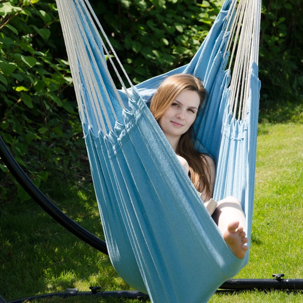XXL Hängesessel Relaxsessel 185x130cm bis 150kg in Pazifik Blau