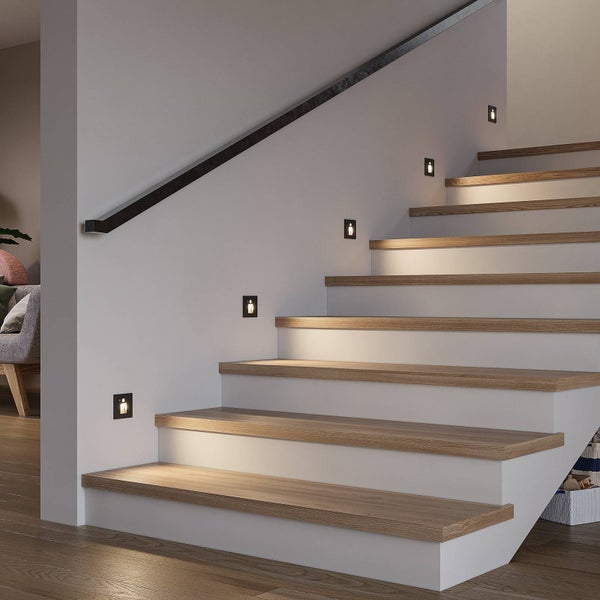 Arcchio LED Wandeinbaustrahler Neru mit Bewegungsmelder (Modern) in Schwarz aus Aluminium (1 flammig, ) Wohnzimmerleuchte