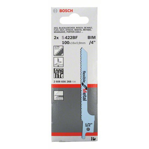 Bosch Säbelsägeblatt S 422 BF. Für Säbelsägen, 2er-Pack - 2608656268