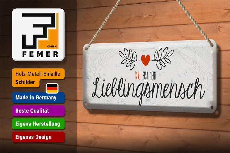 Blechschild Spruch Du mein Lieblingsmensch Herz 27x10cm Dekoration