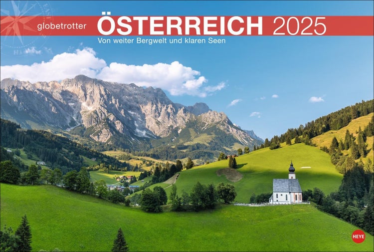 Österreich Globetrotter 2025 Die Alpenrepublik von ihren schönsten Seiten in einem großen Fotokalender. Ein Wandkalender 2025 im Großformat mit Urlaubsfeeling!