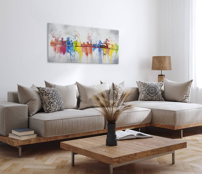 Handgemaltes Gemälde Acrylfarbe 120x60cm Bunt