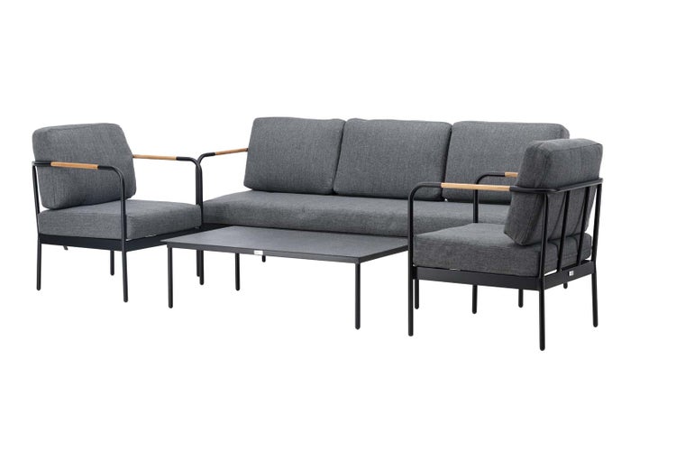 Pehnna Lounge-Set 4 Teile schwarz,grau. 70 X 120 X 35 cm