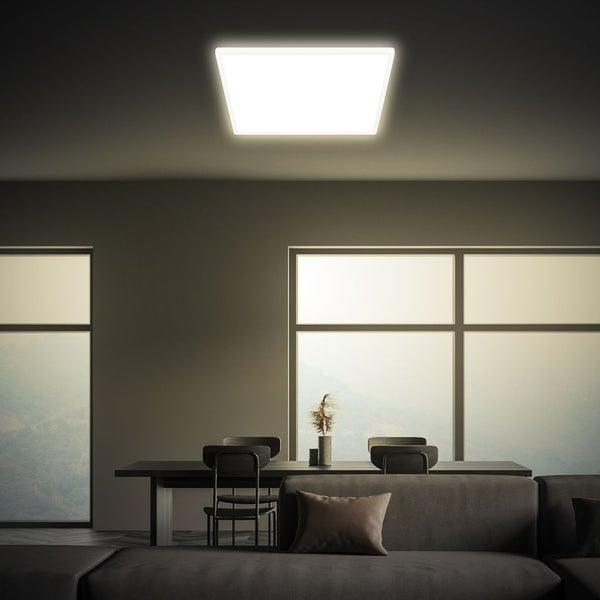 Briloner Tava LED Deckenlampe, Indirektes Licht, Flach, Neutralweißes Licht, Weiß, 56 x 56 x 3 cm