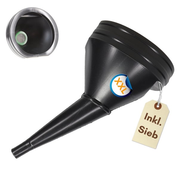 Schwarzer XXL Trichter mit Sieb
