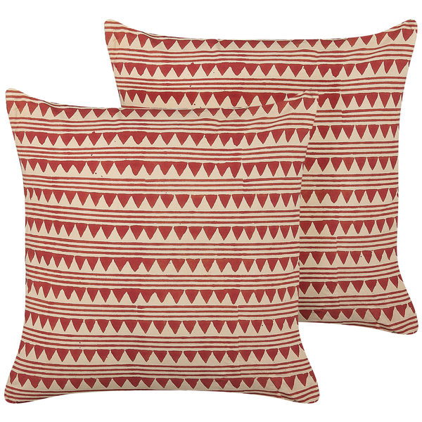 Dekokissen 2er Set DEGLUPTA Baumwolle 45 x 45 cm Rot ZickZack-Muster