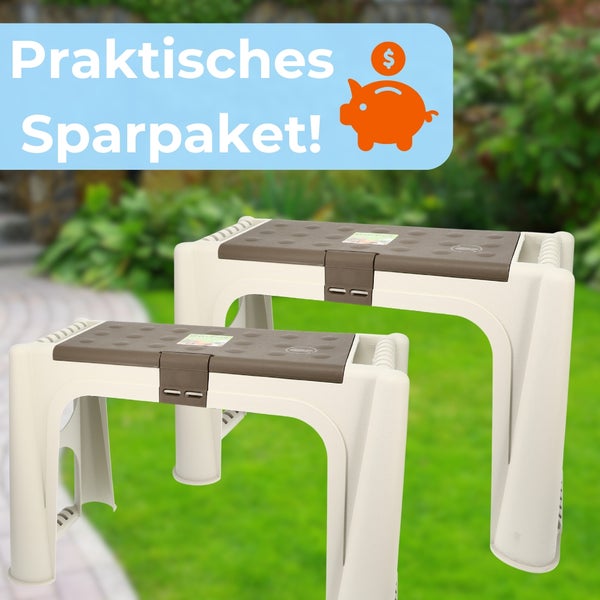 Sparpaket mit zwei Tritthockern für den Garten