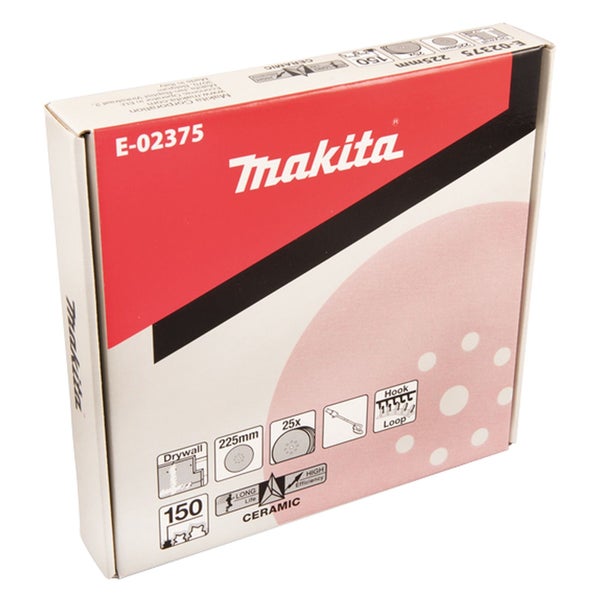 Makita 25x Schleifpapier Klett 225 mm K150 - E-02375