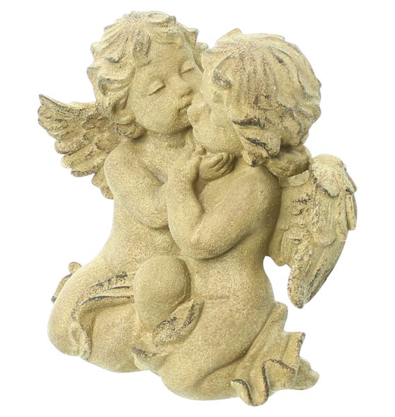 FRANK FLECHTWAREN | Engelpaar Küsschen, POLYRESIN, 18 x 12 x 19 cm