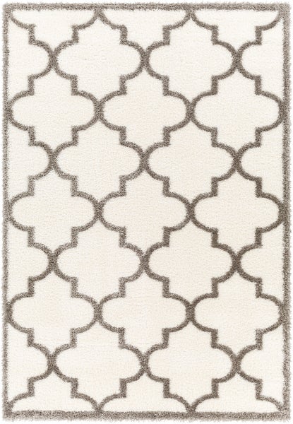 Orientalischer Hochfloriger Shaggy Teppich Elfenbein/Grau 160x213 cm ELLIE