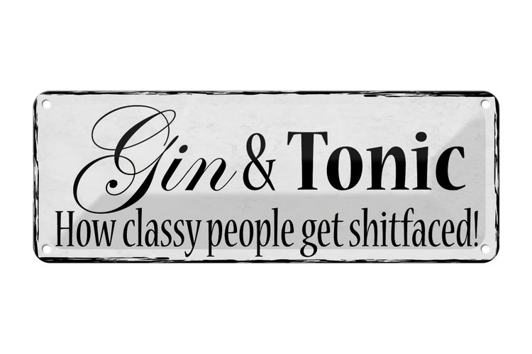 Blechschild Spruch 27x10cm Gin & Tonic how classy people Dekoration