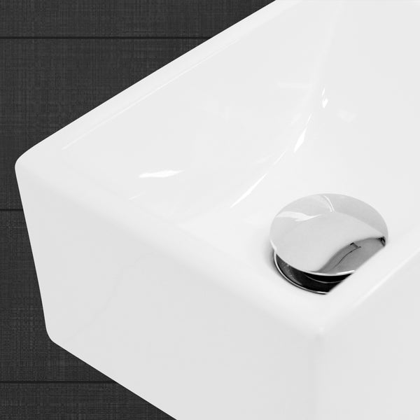 ECD Germany Waschbecken Waschtisch aus Keramik in Weiß 350x205x125 mm Eckig, Hahnloch rechts,  Aufsatzbecken Aufsatzwaschbecken Handwaschbecken Aufsatzwaschtisch Waschschale Waschplatz Handwaschbecken