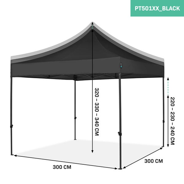 VONROC Pavillon 3x3m wasserdicht stabil - Partyzelt EasyUp System [3Min Aufbau] Popup Faltpavillon modular erweiterbar als Festival Zelt, Gartenpavillon