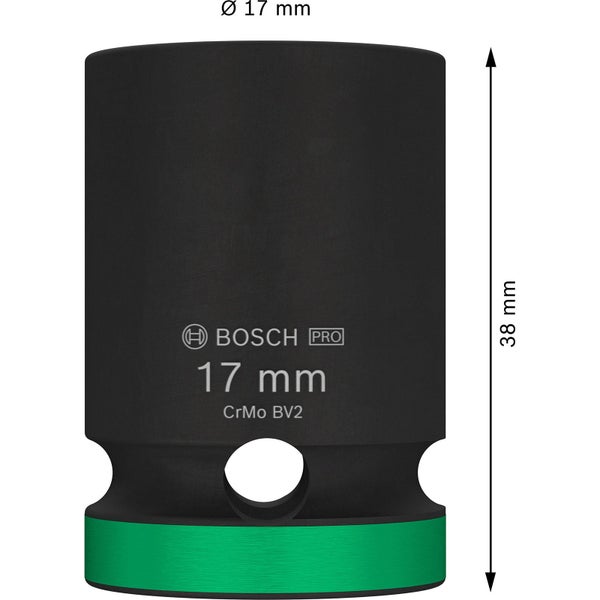 Bosch Pro Steckschlüssel 17 mm Durchmesser und 38 mm Länge