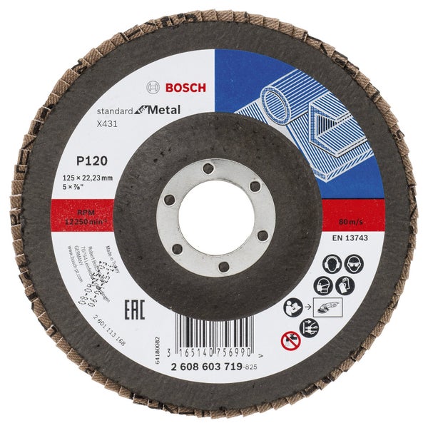 Bosch Fächerschleifscheibe X431 Standard for Metal gerade 125 mm 120 Glasgewebe - 2608603719