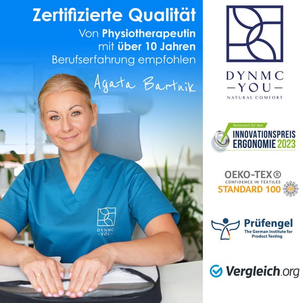 DYNMC You Ergonomisches Sitzkissen Bürostuhl - Mittelhart H3 - Test SEHR GUT - [MIT PHYSIOTHERAPEUTEN ENTWICKELT] - Sitzkissen Stuhl Entlastet Rücken & Erhöht Sitzkomfort