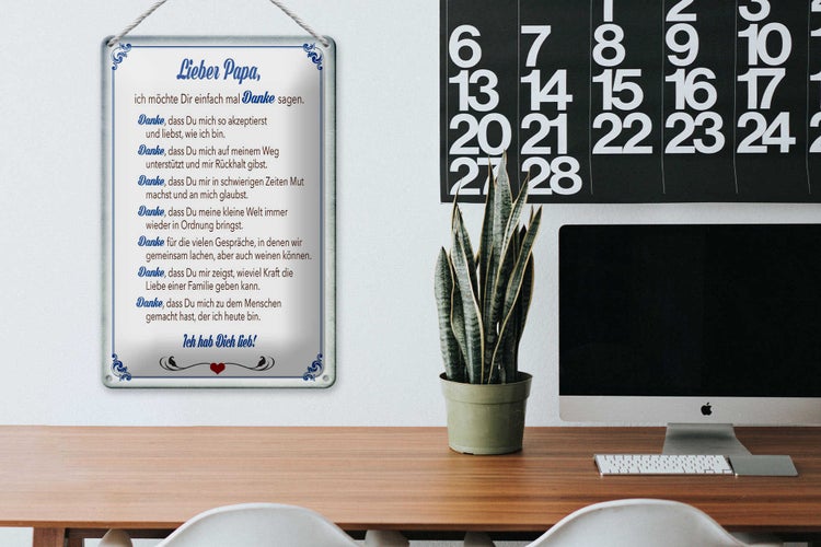 Blechschild Spruch 20x30cm lieber Papa Ich hab dich lieb