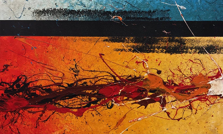 Das Wandbild -Fire vs. Ice- 180x70x2 cm handgemaltes Unikat