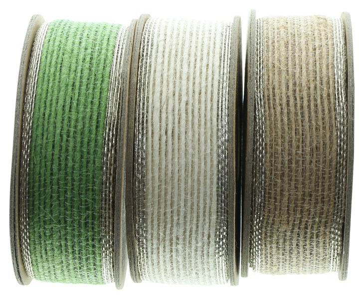 FRANK FLECHTWAREN | Geschenkband Goldkante, 3er Set, JUTE, 2,6 x 300 cm
