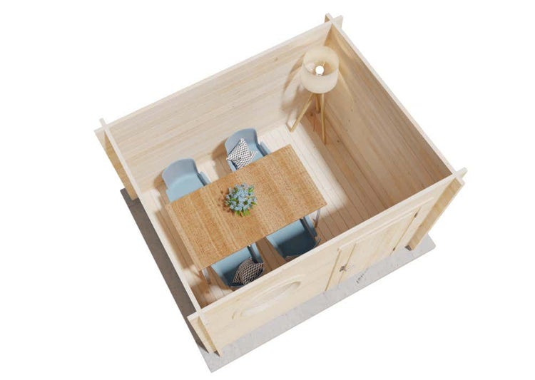 Alpholz Gartenhaus Maria-Rondo 44 A aus Massiv-holz, Gerätehaus mit 44 mm Wandstärke, Garten Holzhaus inklusive Montagematerial, Geräteschuppen Größe: 300 x 250 cm, Pultdach