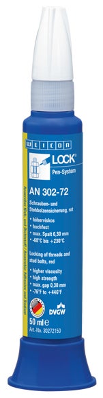 WEICONLOCK® AN 302-72 Schrauben- und Stehbolzensicherung | hochfest, höherviskos, mit Trinkwasserzulassung | 50 ml | rot