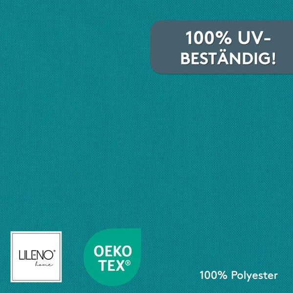 Lileno Home Logo, Oeko-Tex-Zertifizierung, 100 Prozent Polyester, 100 Prozent UV-beständig.
