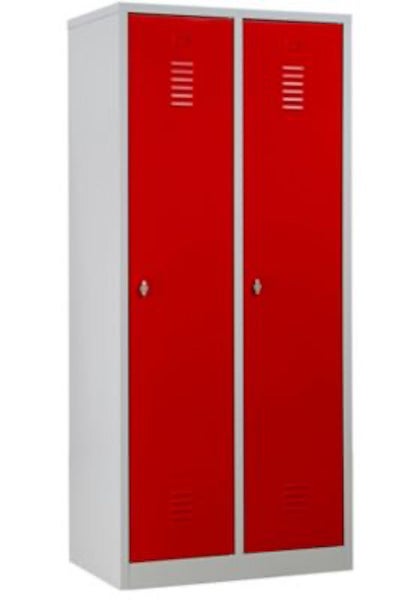 PROREGAL Garderobenspind Camel 2-Fächer HxBxT 180 x 80 x 50 cm Zylinderschloss Grau-Rot