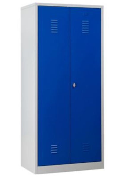 PROREGAL Garderobenspind Camel 2-Fächer & 1-Schloss HxBxT 180 x 80 x 50 cm Vorhängeschloss Grau-Blau