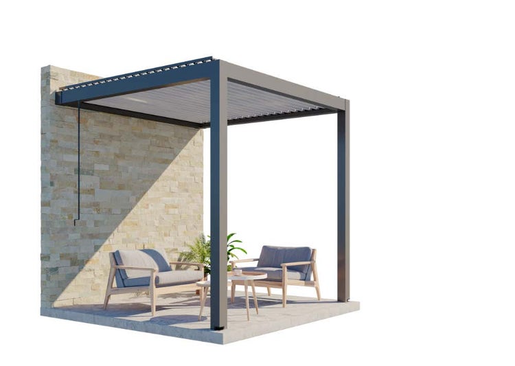 Huun Pergola Piano wandmontiert aus Metall in Grau 3x3m