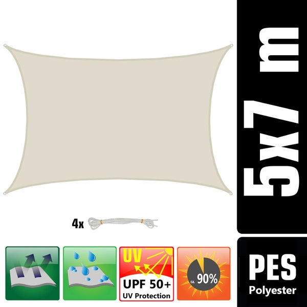 AMANKA 98% UV Schutz: Sonnensegel 5x7 Wasserdicht - Sonnensegel für die Terrasse Segeltuch Sonnenschutz Schattenspender Garten Sonnenschutz Sonnensegel Outdoor Sonnensegel Balkon Segel für Terrasse