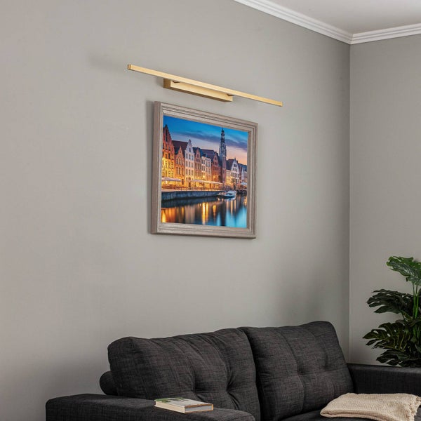 quitani LED Wandleuchte, Wandlampe Innen Talon dimmbar (Modern) in Gold / Messing aus Aluminium (1 flammig ) - Bilderleuchte Wandstrahler Wandbeleuchtung Schlafzimmer Wohnzimmer Flurleuchte