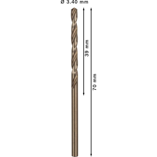 Packung mit zehn Edelstahlbohrern, Durchmesser 3,4 mm, von Bosch