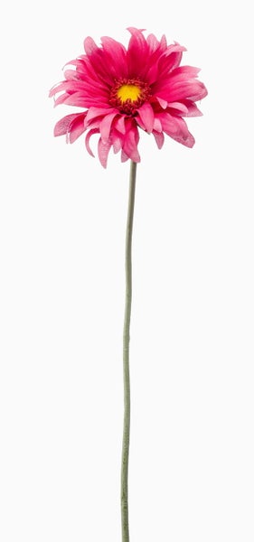 Künstliche Gerbera in Pink mit gelber Mitte und langem Stiel