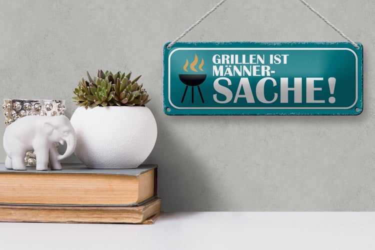 Blechschild Spruch 27x10cm grillen ist Männer Sache Dekoration