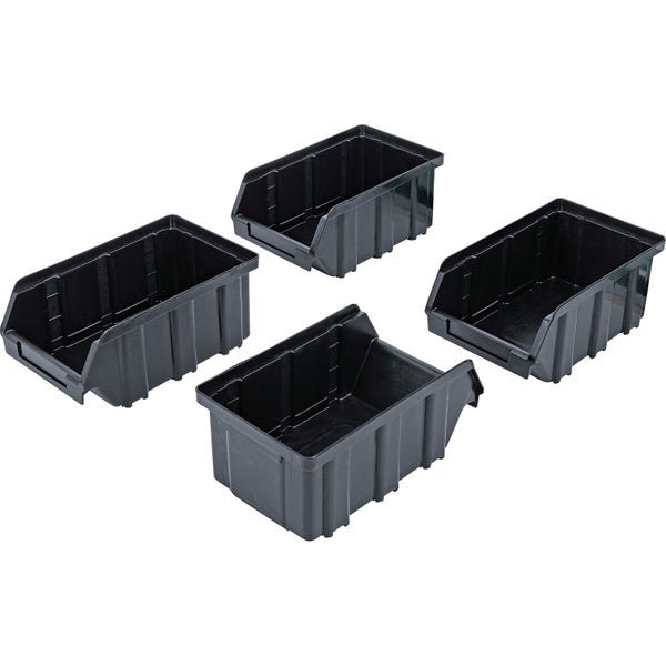 BGS Lagersichtbox-Satz mit Hängeschiene für Schrankwand-System 4tlg. - 80195