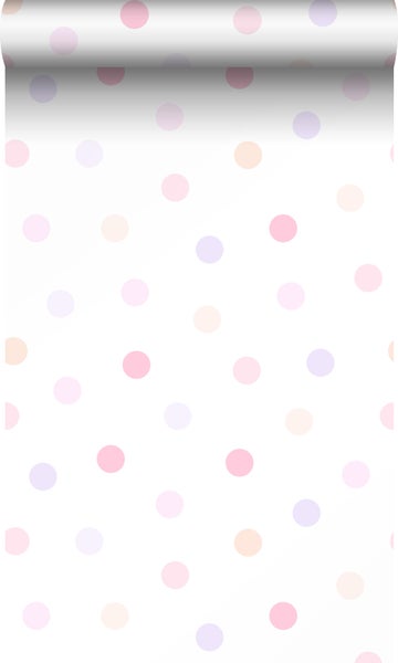 Origin Wallcoverings Tapete Punktmuster Puderrosa, Pastellviolett und Pfirsichorange - 53 cm x 10.05 m - 347507