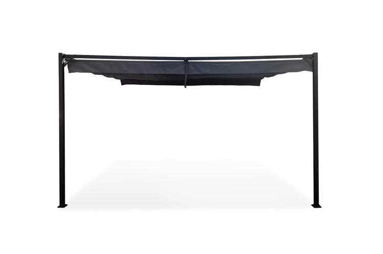 Gartentor mit horizontalen Streben zwischen zwei Pfosten