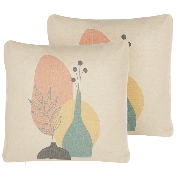 Dekokissen 2er Set CARDOON 45 x 45 cm Weiß Abstraktes Muster