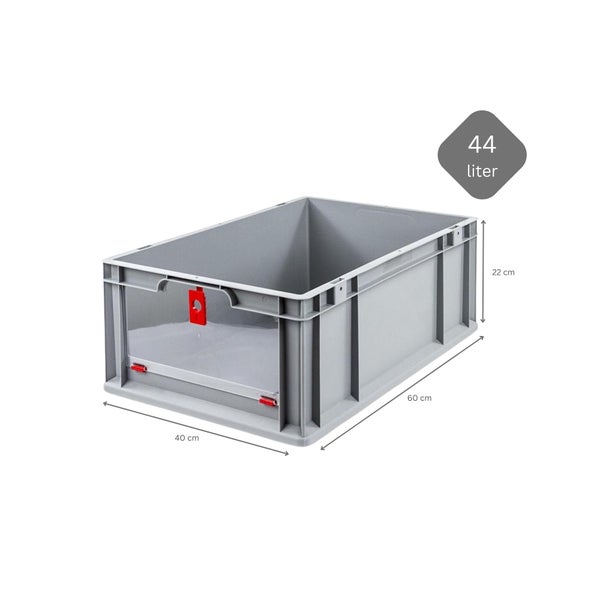 PROREGAL Eurobox NextGen Insight Cover HxBxT 22 x 40 x 60 44 Liter Hoch/Rot Eurobehälter Transportbox