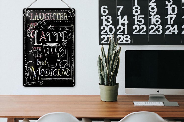 Blechschild Spruch 20x30cm Laughter and Latte are the best