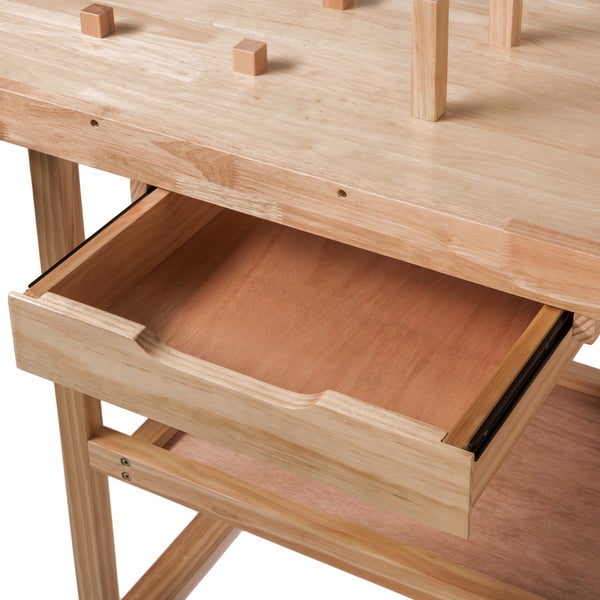 Holzwerkbank tectake  117 x 47,5 x 83 cm mit 2 Schraubstöcken braun