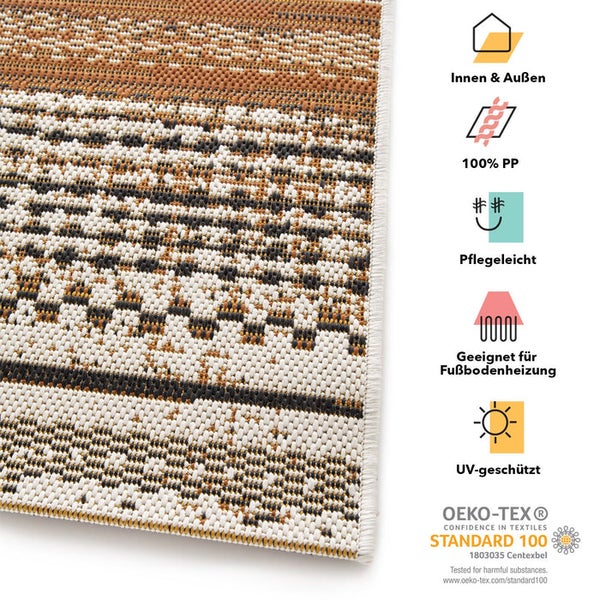 FLOORDIREKT Outdoorteppich - Wetterbeständiger Außenteppich - Rebel - Braun - 80 x 150 cm