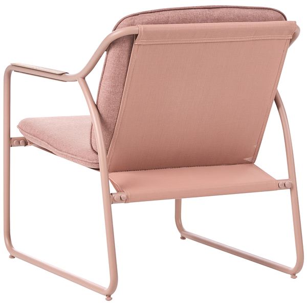 Garten-Loungesessel aus Metall mit Polsterung in Rosa, Rückansicht