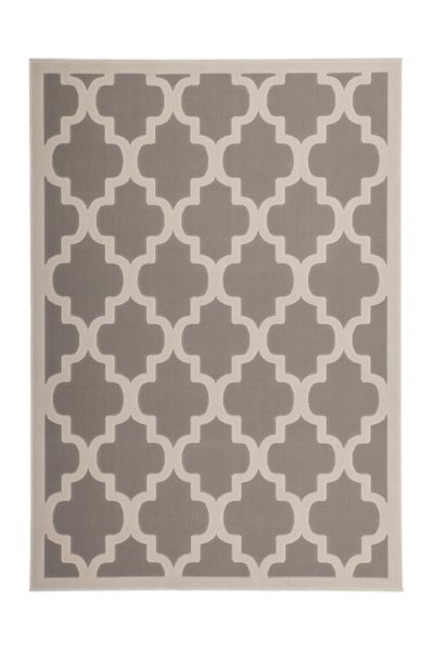 Rechteckiger Teppich mit geometrischem Muster für den Innenbereich.