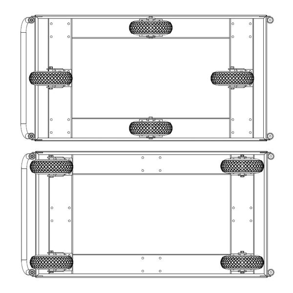 Zeichnung von zwei Wagen mit Rollen