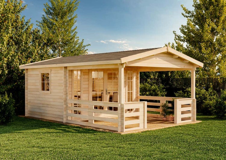 Alpholz Gartenhaus Lappland-40 B aus Massiv-Holz, Gerätehaus mit 40 mm Wandstärke, Garten Holzhaus inklusive Montagematerial, Geräteschuppen Größe: 380 x 594 cm, Satteldach