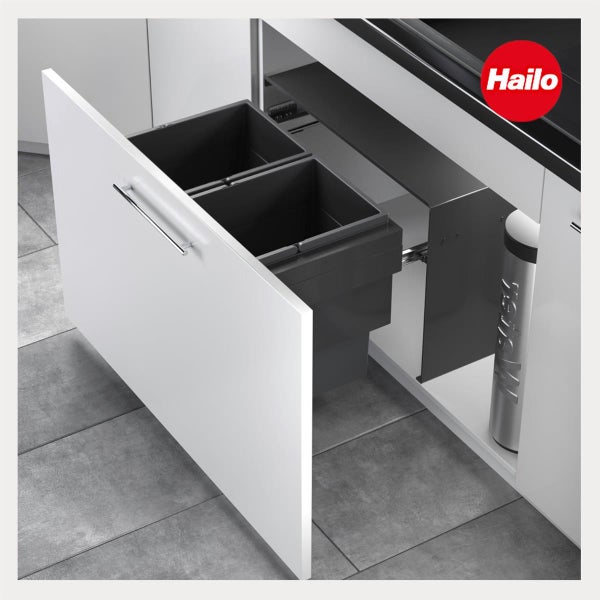 Hailo Abfalltrennsystem als Einbau Abfallsammler mit Auszug für den Küchenunterschrank