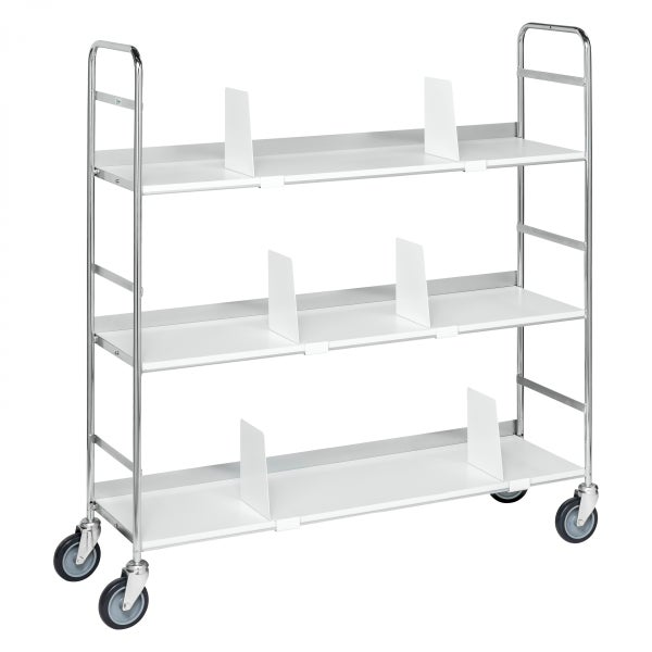 Rollwagen mit drei Ablageflächen und Trennwänden