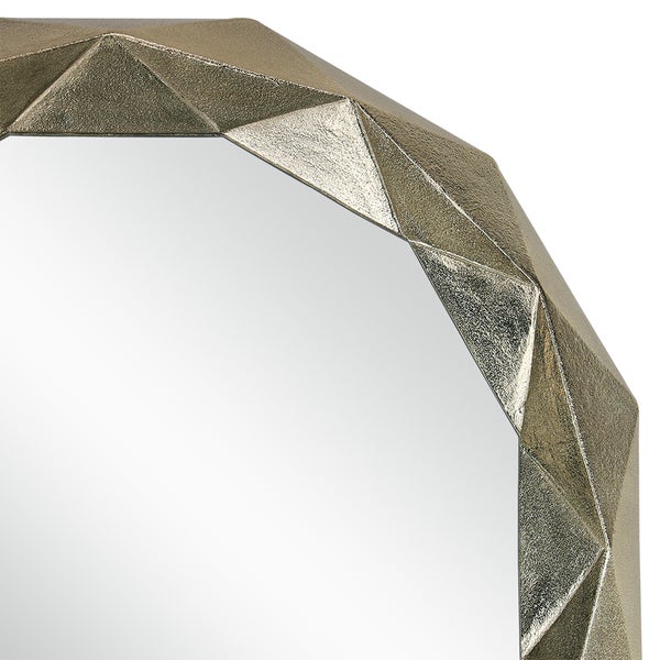 WOMO-DESIGN Dekorative Wandspiegel Guayaquil Ø 65 cm Unikat aus Glas, Gold, Aluminium Metallrahmen, Runder Spiegel, Moderner Dekospiegel, Polygon-Design Hängespiegel, Wandbehang Flurspiegel Badspiegel